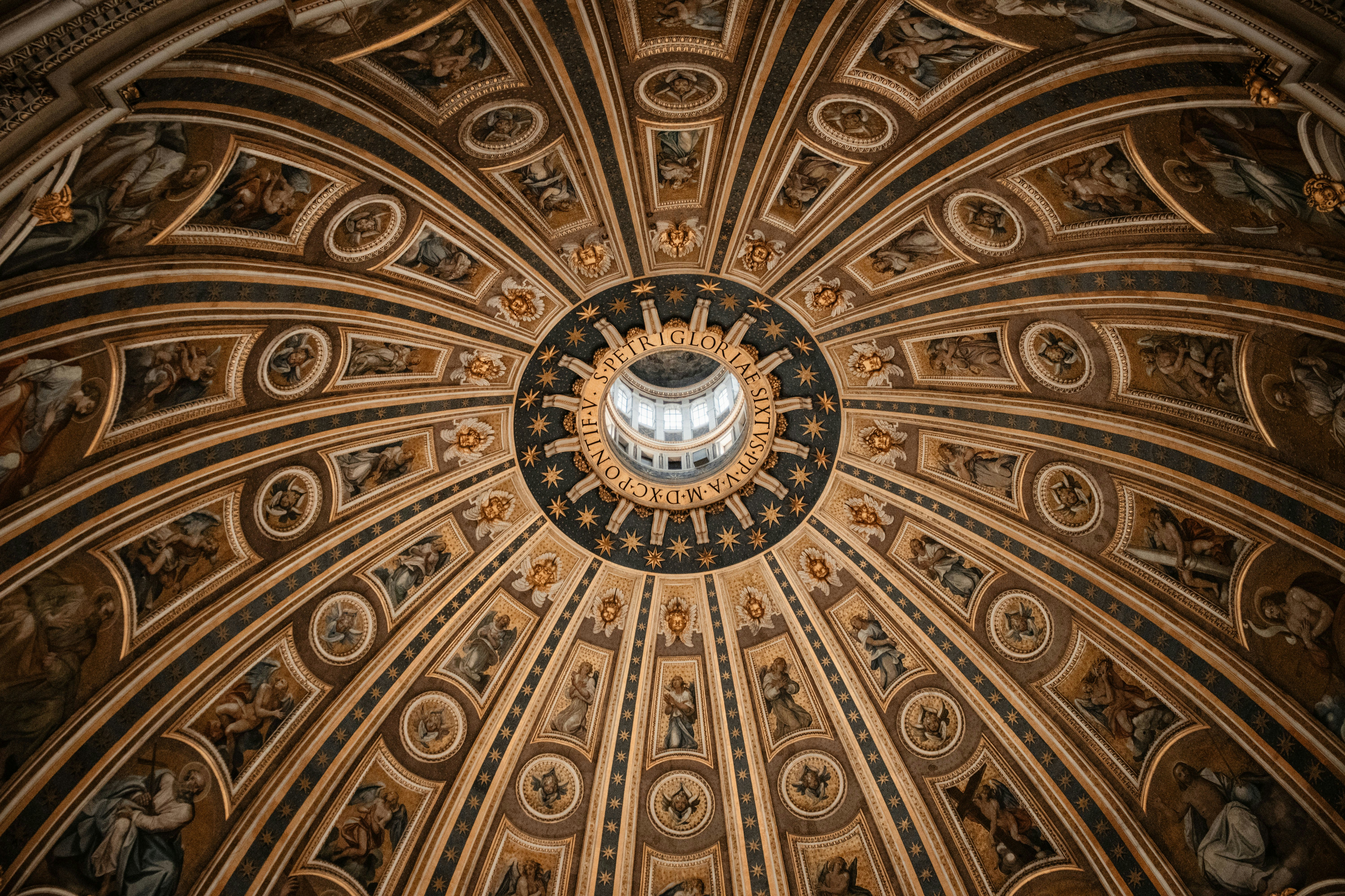 brown and white ceiling with light fixture